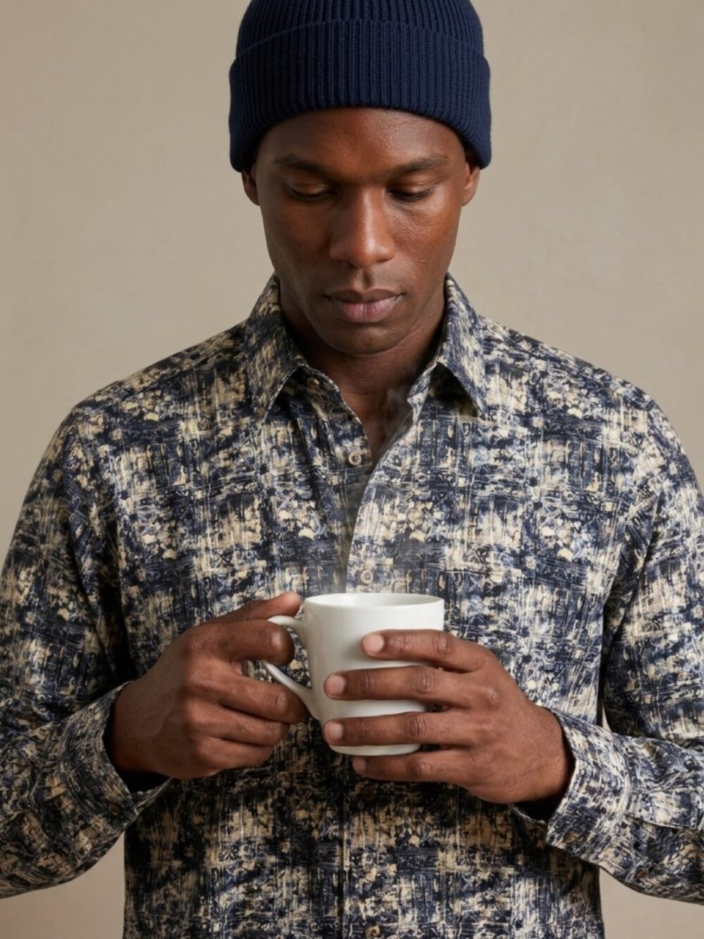 Men's Abstract Marbled Print Shirt (M)